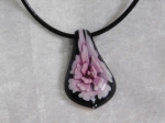 Glass Necklace Style 3 Pink (1) 3mm Leather Cord